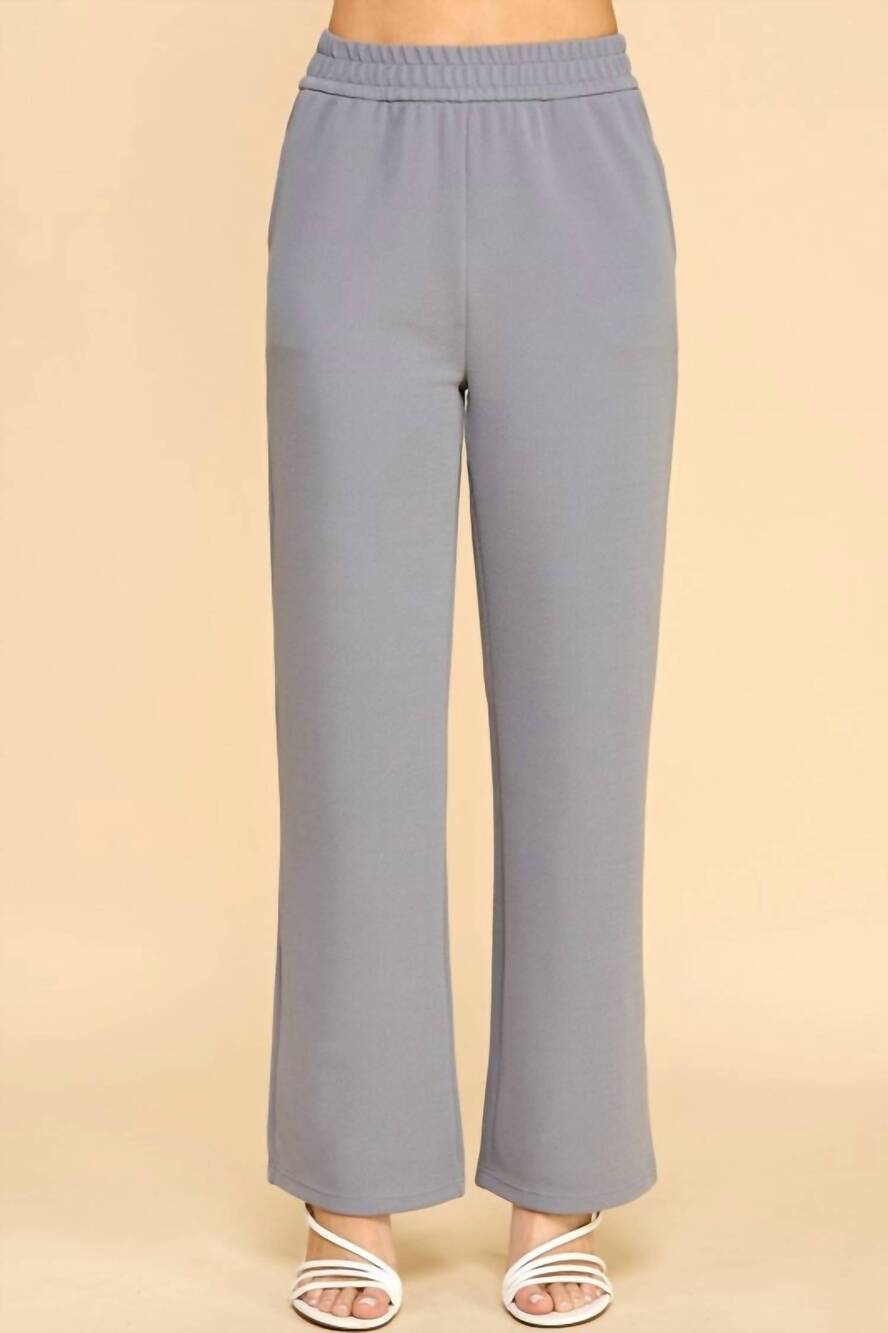 NEW NEW MIX elastic waist straight leg pants - plus in light grey